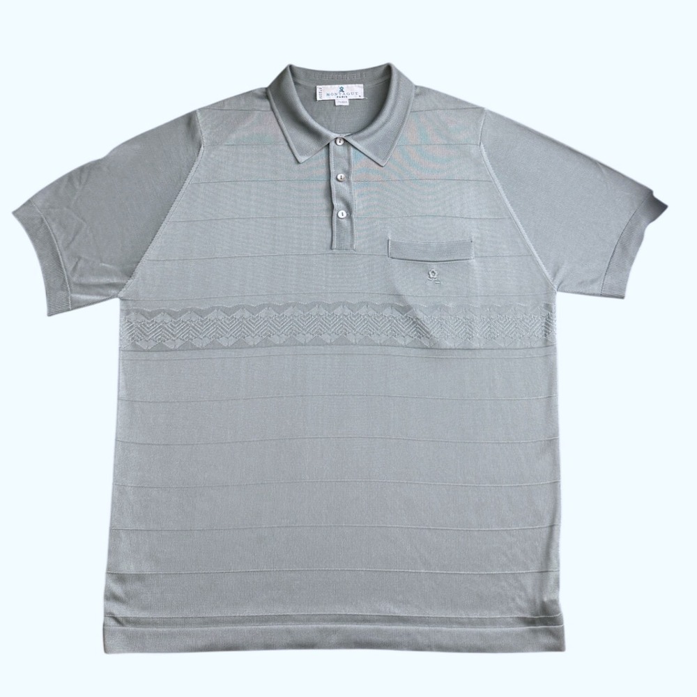 Vintage 1960s Montagut Paris Fil Lumiere Polo Shirt Sage Green Mens 5 Large